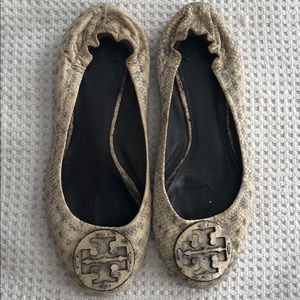 Tory Burch Python Snake Reva Ballet Flats Sz 7